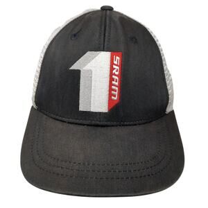 SRAM Snapback Trucker Hat Black One Size Adjustable Embroidered Mesh Back